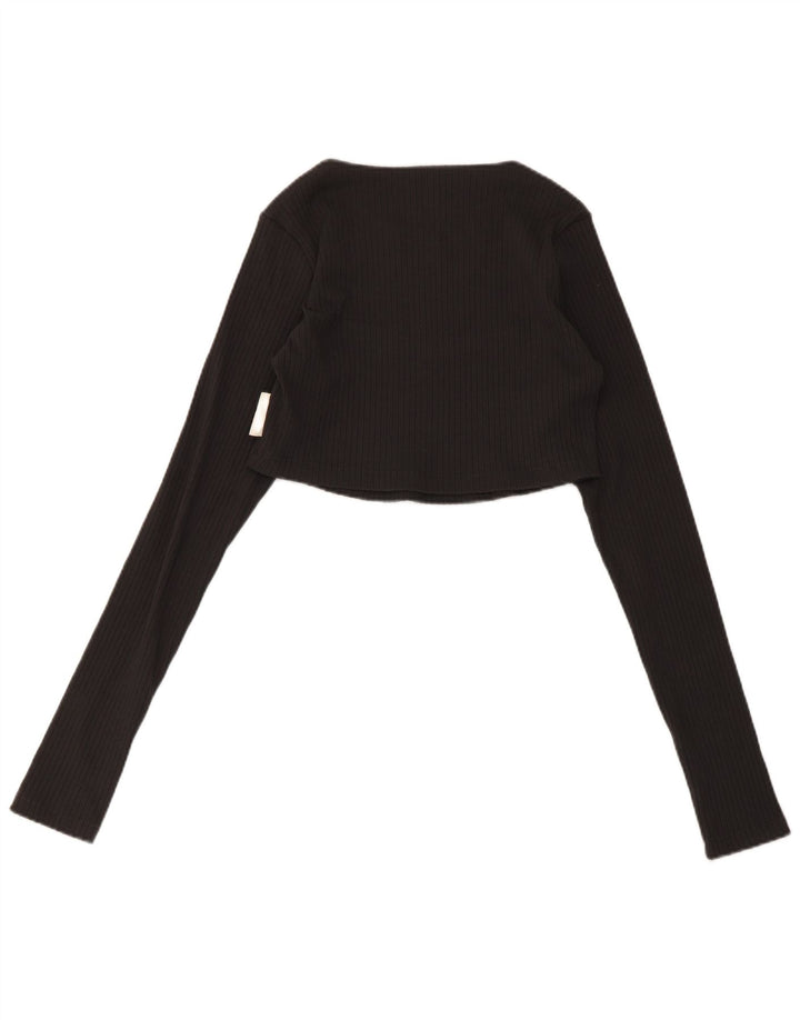 Top corto a maniche lunghe Adidas da donna UK 14 grande grigio