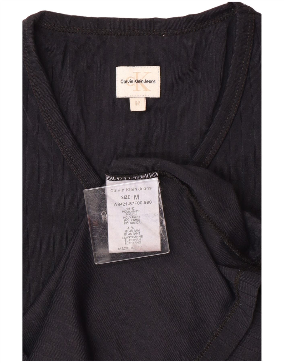 CALVIN KLEIN JEANS Top da donna a maniche lunghe UK 12 Medium Blu Navy Poliammide