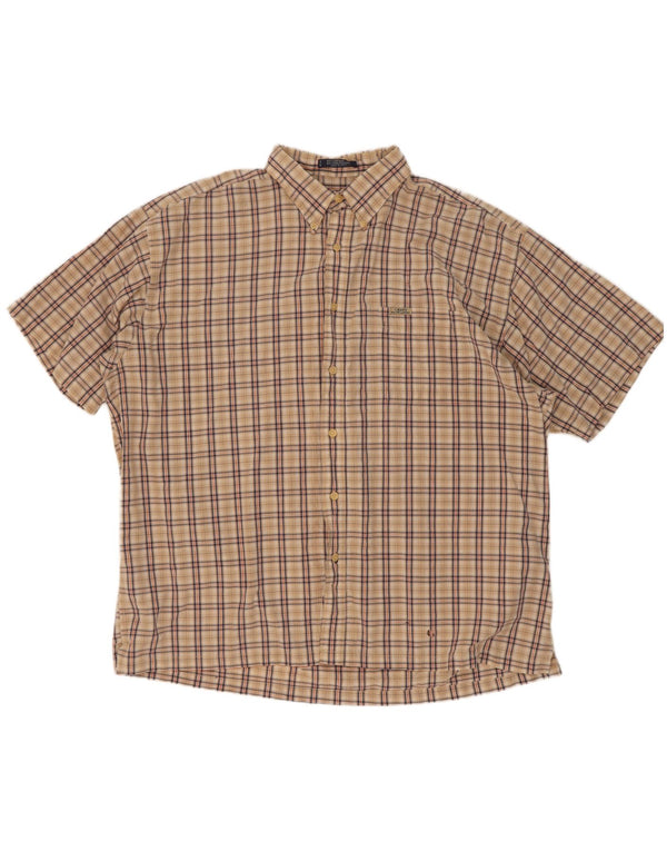 Camicia a maniche corte da uomo Chaps Ralph Lauren 2XL in cotone a quadri beige