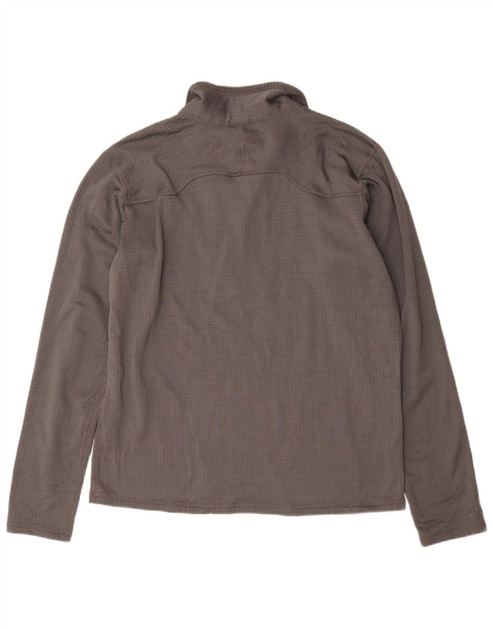 Patagonia Uomo Zip Neck Pullover Tuta Top Large Grigio Poliestere