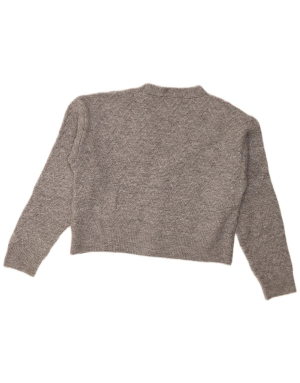 Maglione cardigan corto da donna Zara UK 14 Acrilico grigio medio