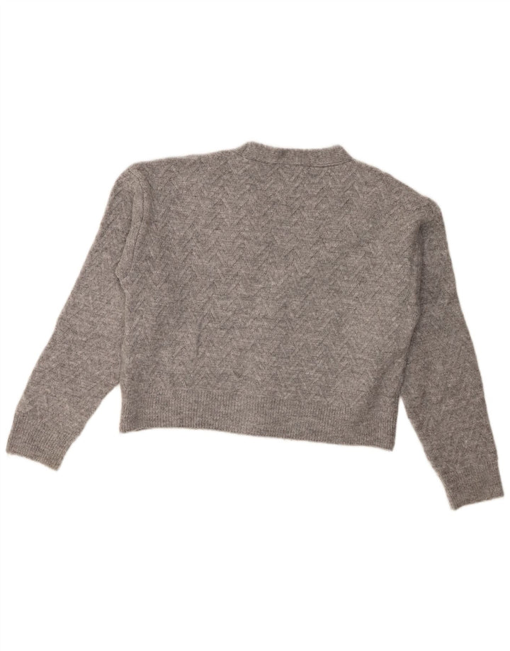 Maglione cardigan corto da donna Zara UK 14 Acrilico grigio medio