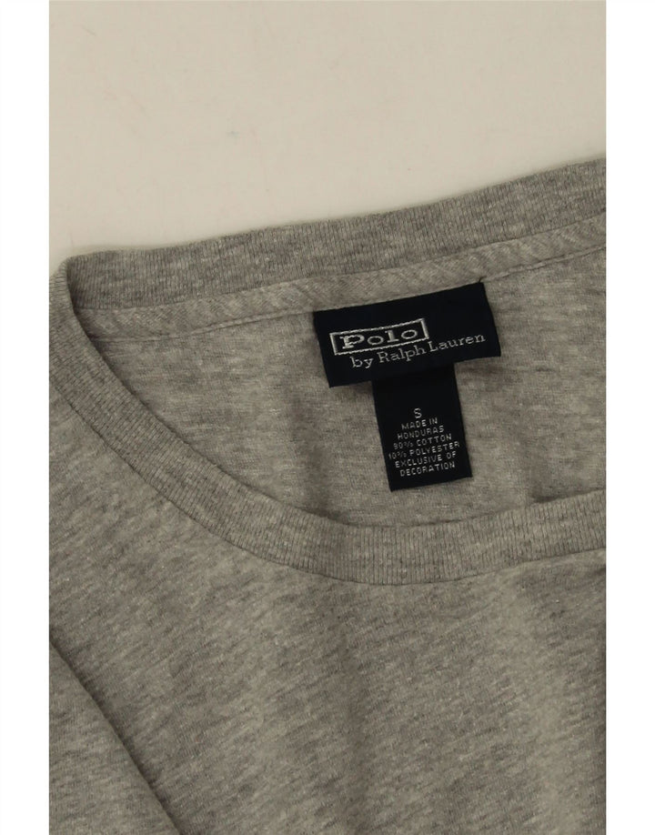 Polo Ralph Lauren Top da uomo a maniche lunghe in cotone chiazzato grigio piccolo
