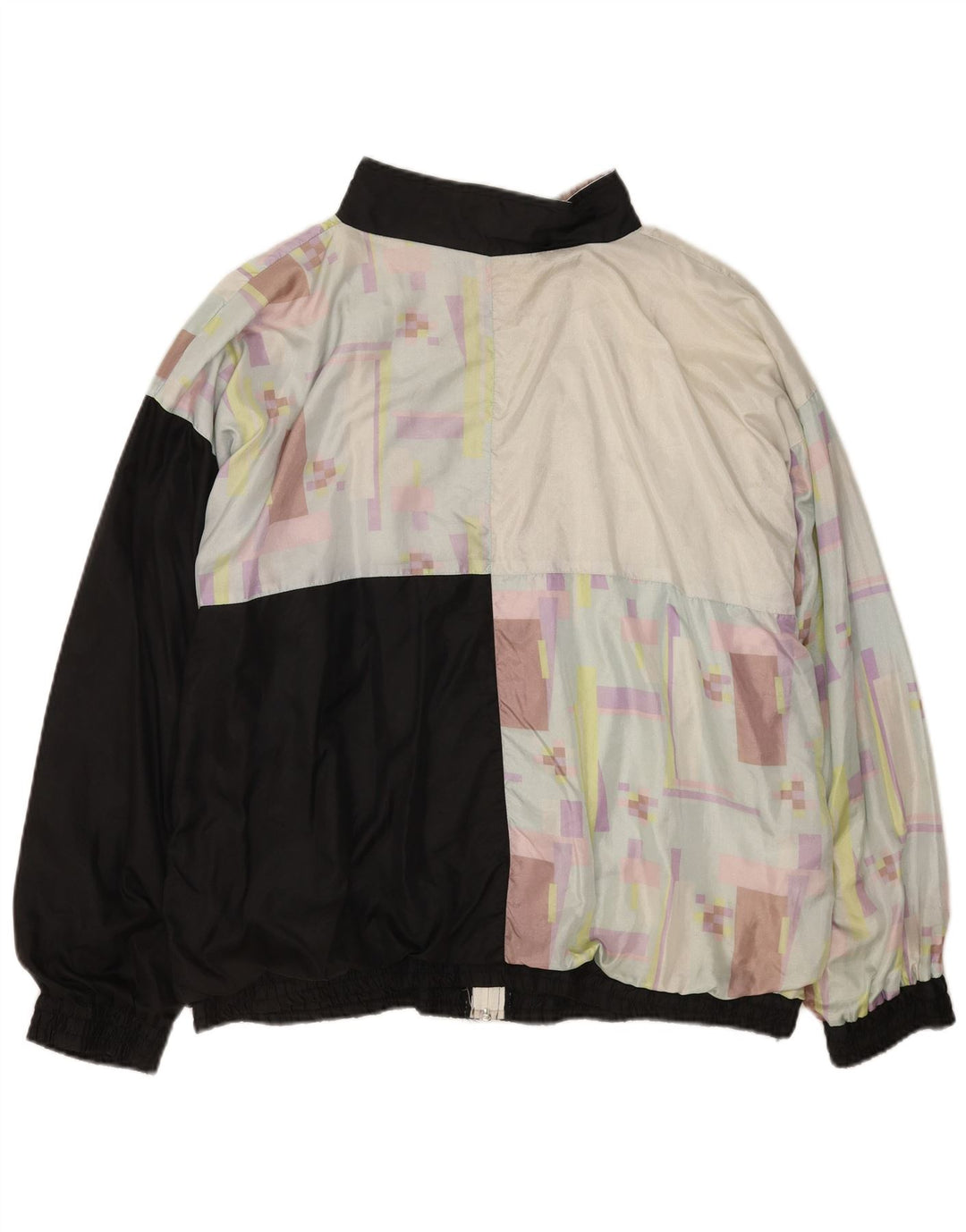 Giacca da tuta da uomo vintage grande geometrica nera
