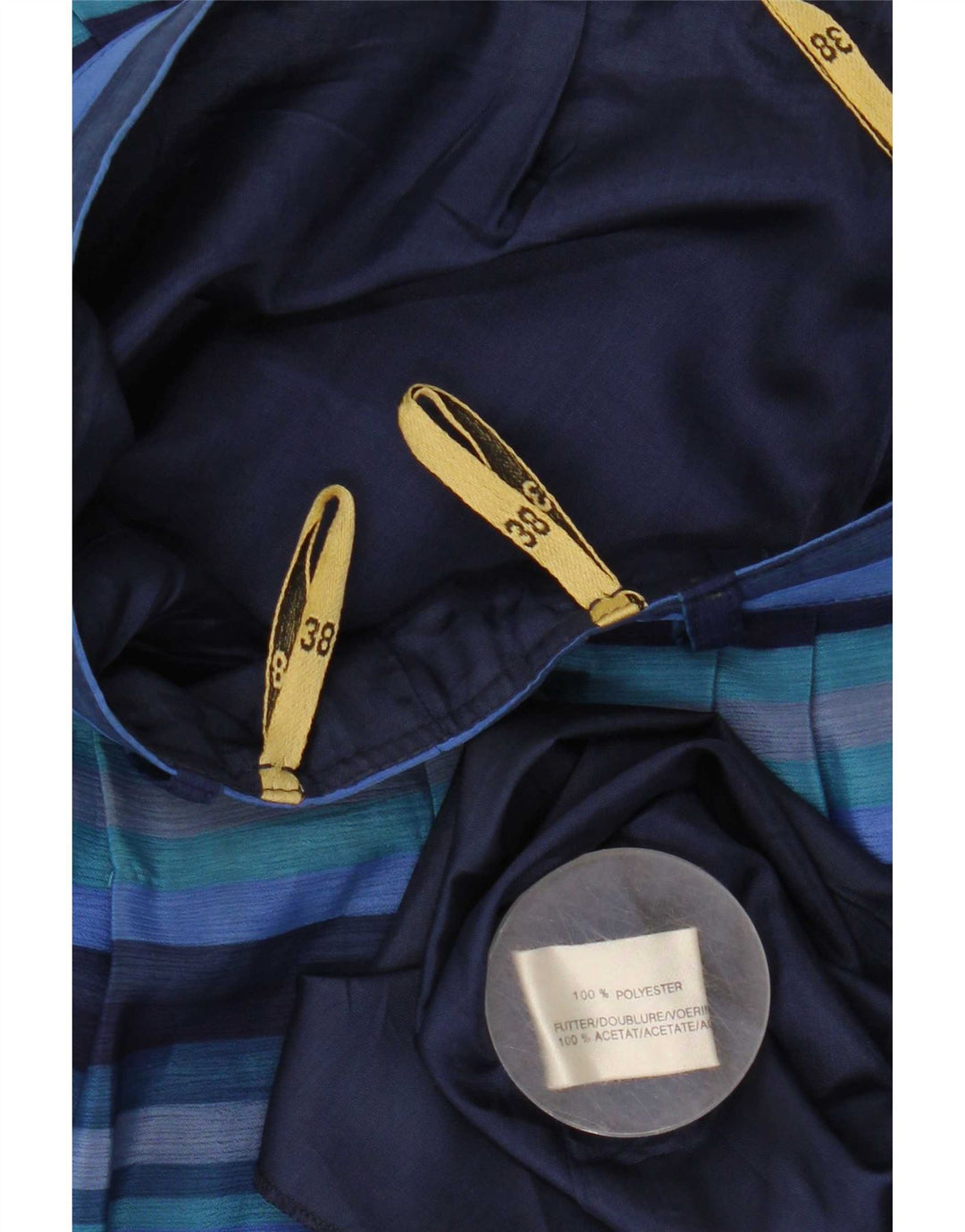 Gonna a trapezio da donna vintage EU 38 media W28 poliestere a righe blu