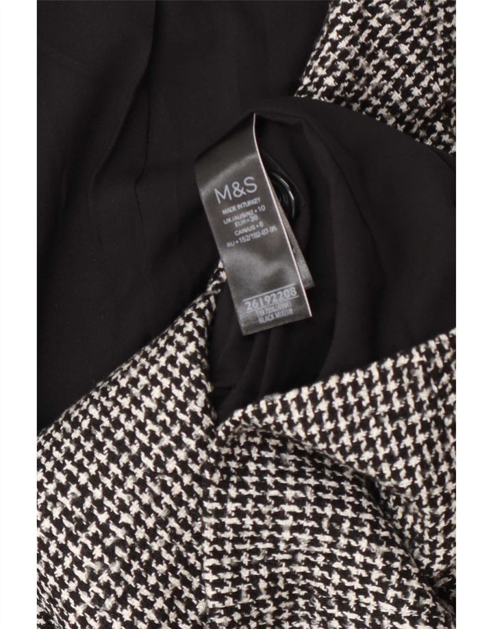 Giacca blazer a 2 bottoni Marks & Spencer da donna UK 10 piccolo pied de poule nero
