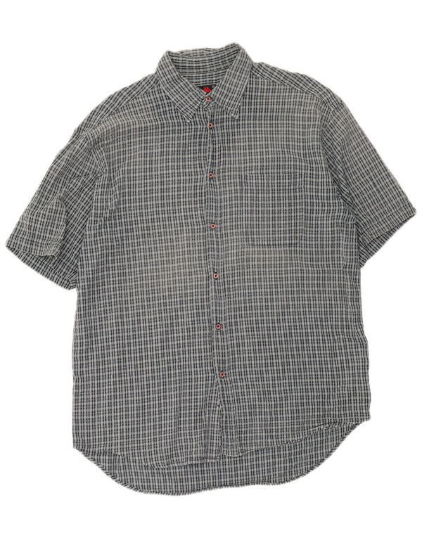 Camicia Kappa da uomo a maniche corte XL in cotone a quadri grigi