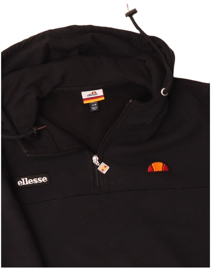 Maglione con cappuccio e zip da uomo ELLESSE in cotone nero medio