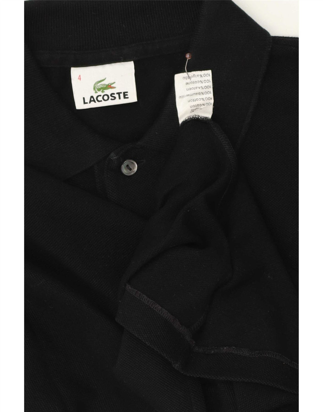 Polo da uomo a maniche lunghe Lacoste taglia 4, cotone nero medio