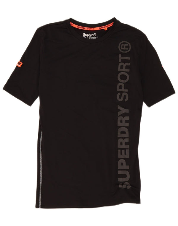 T-shirt grafica da uomo con vestibilità atletica Superdry, piccola, sportiva in poliestere nero