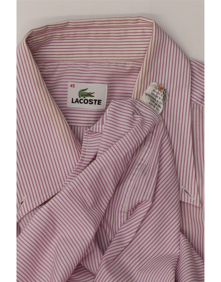 LACOSTE Camicia a maniche corte da uomo taglia 45 XL Cotone gessato viola