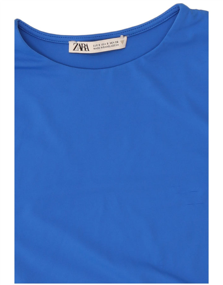 T-shirt corta da donna Zara UK 8 piccola blu