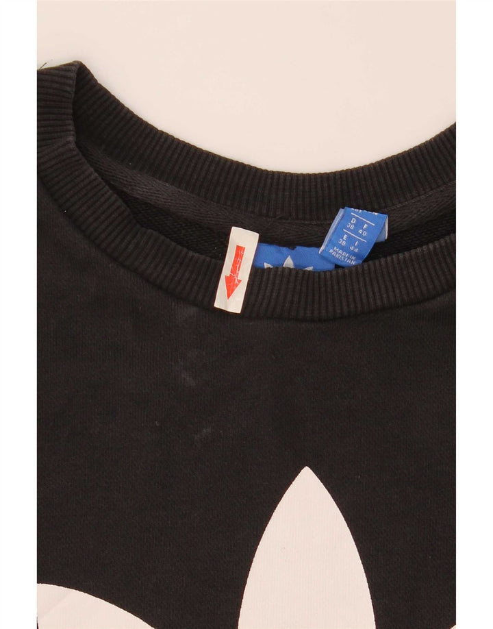 Felpa grafica da donna Adidas Jumper UK 12 Medium Black Cotton