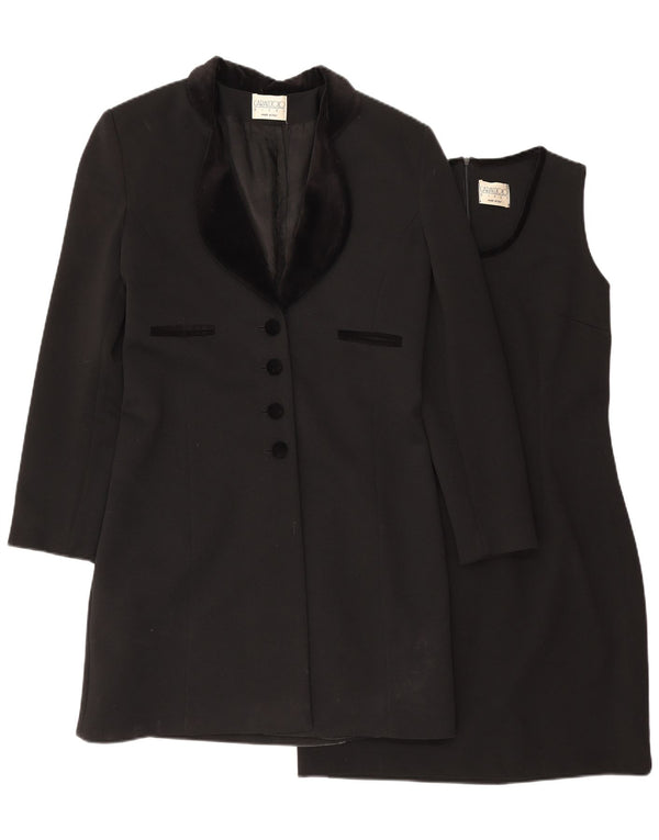 Caracciolo Womens 4 Button 2 Piece Set IT 44 Medium Black Polyester