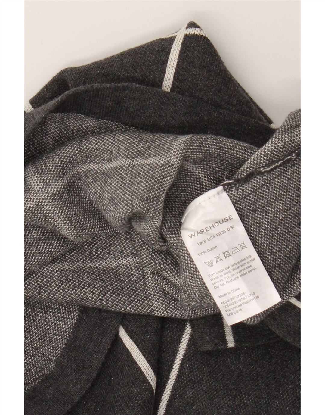 Maglione corto da donna Warehouse con collo alto e collo alto UK 8 piccoli quadri grigi