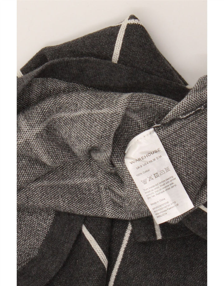 Maglione corto da donna Warehouse con collo alto e collo alto UK 8 piccoli quadri grigi