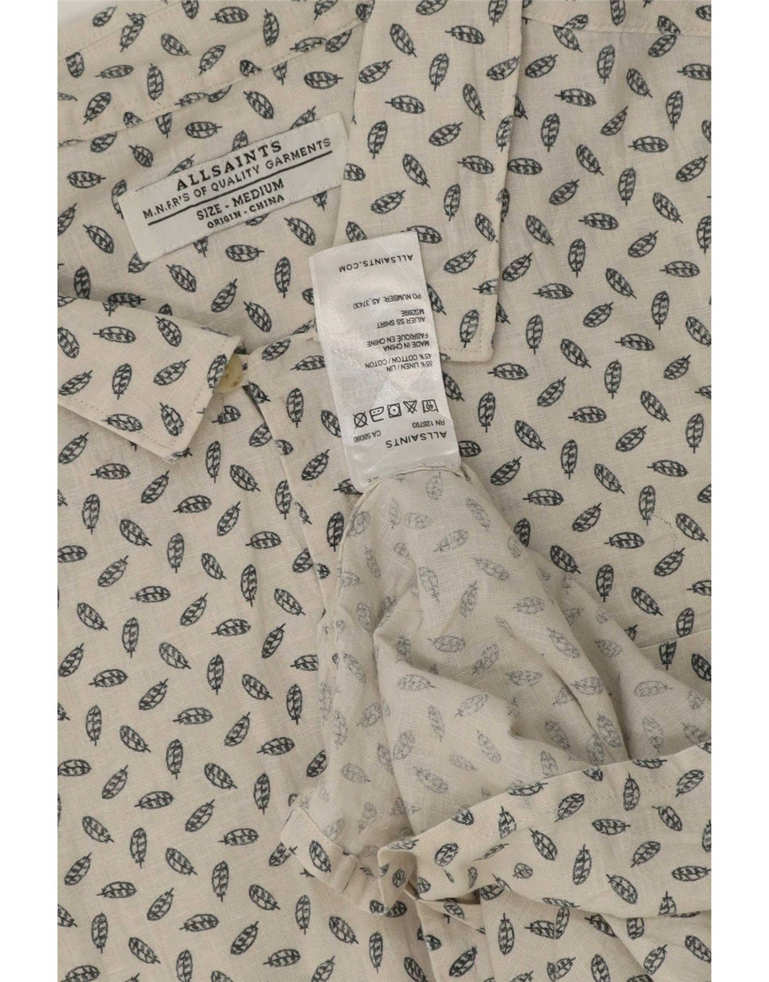 Camicia a maniche corte da uomo All Saints Medium Off White Spotted