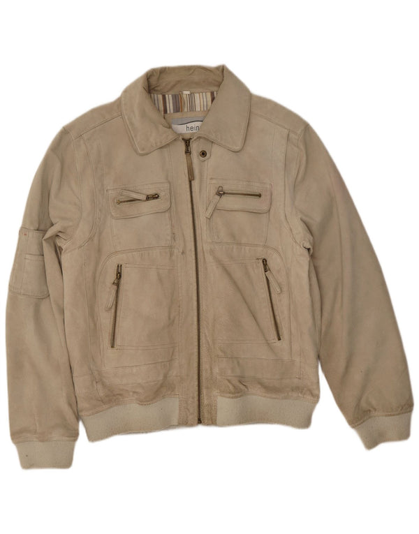 Giubbotto bomber in pelle scamosciata da uomo Heine UK 44 2XL Pelle beige
