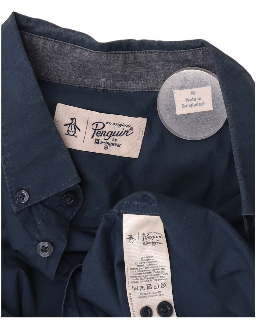 Camicia da uomo Pinguino in cotone blu medio
