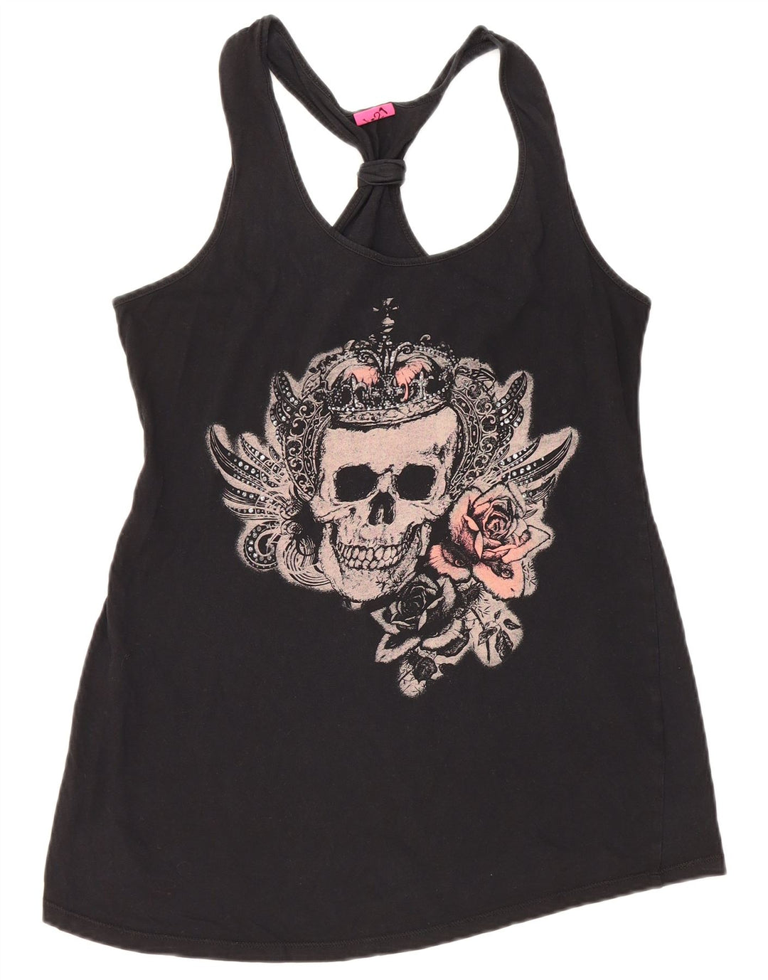 Canotta grafica da donna VINTAGE UK 12 cotone nero medio