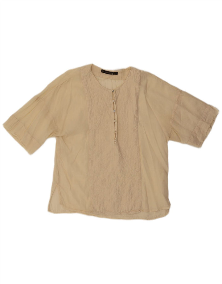ZARA Womens Blouse Top UK 14 Medium Beige