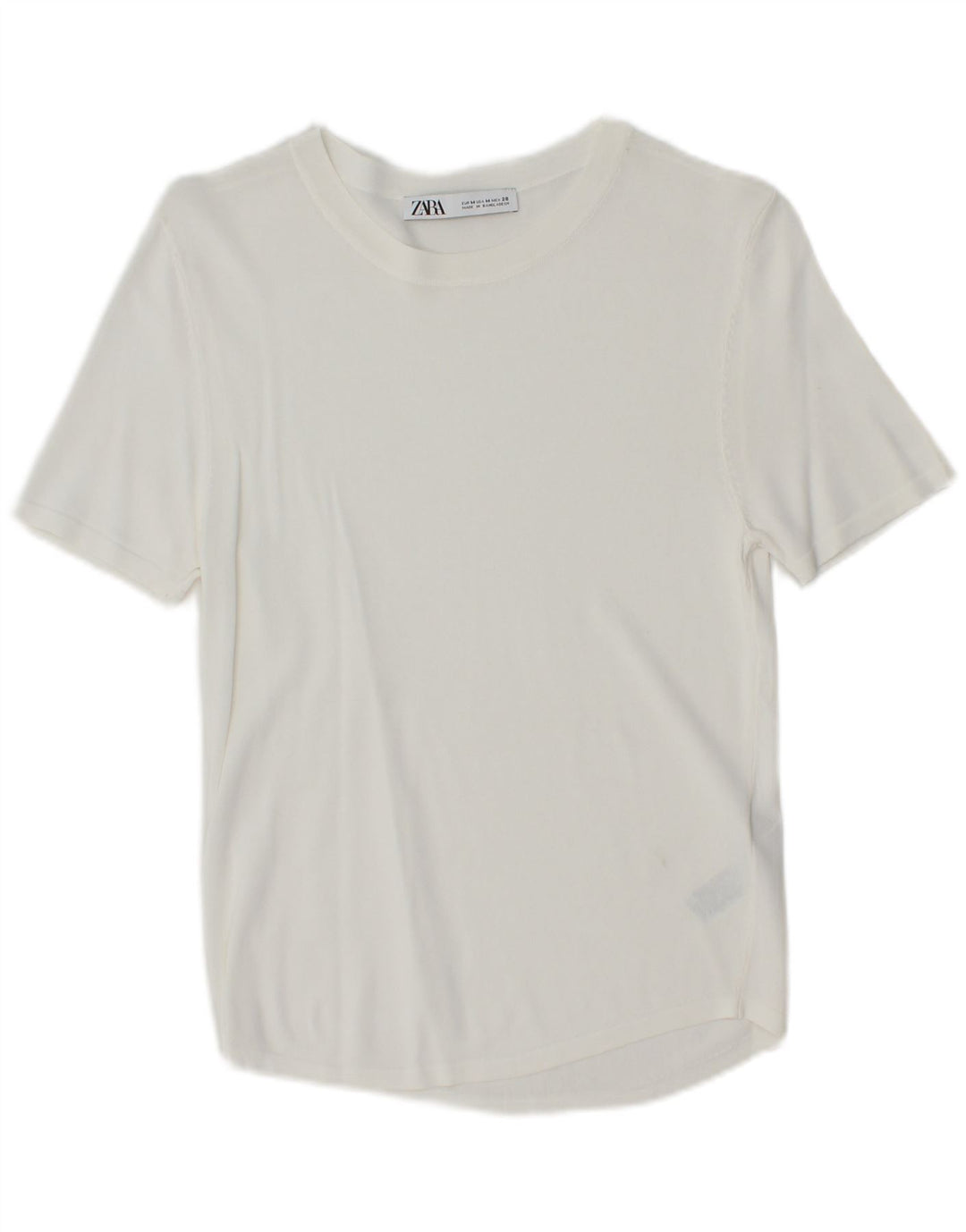 ZARA T-shirt da donna Top UK 12 Medium White Viscosa