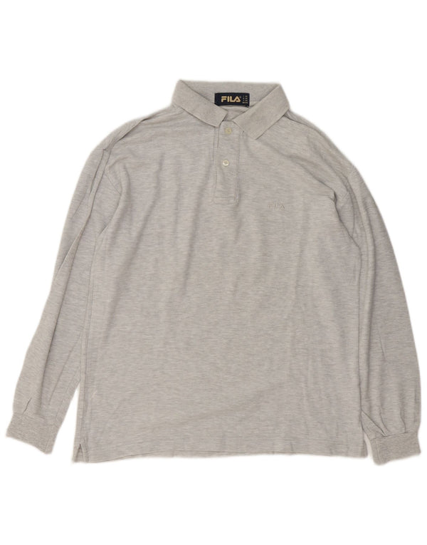 Polo da uomo a maniche lunghe vestibilità ampia Fila 2XS cotone grigio
