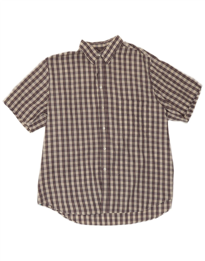 Camicia a maniche corte da uomo Mario Ferrari a quadri grigio medio