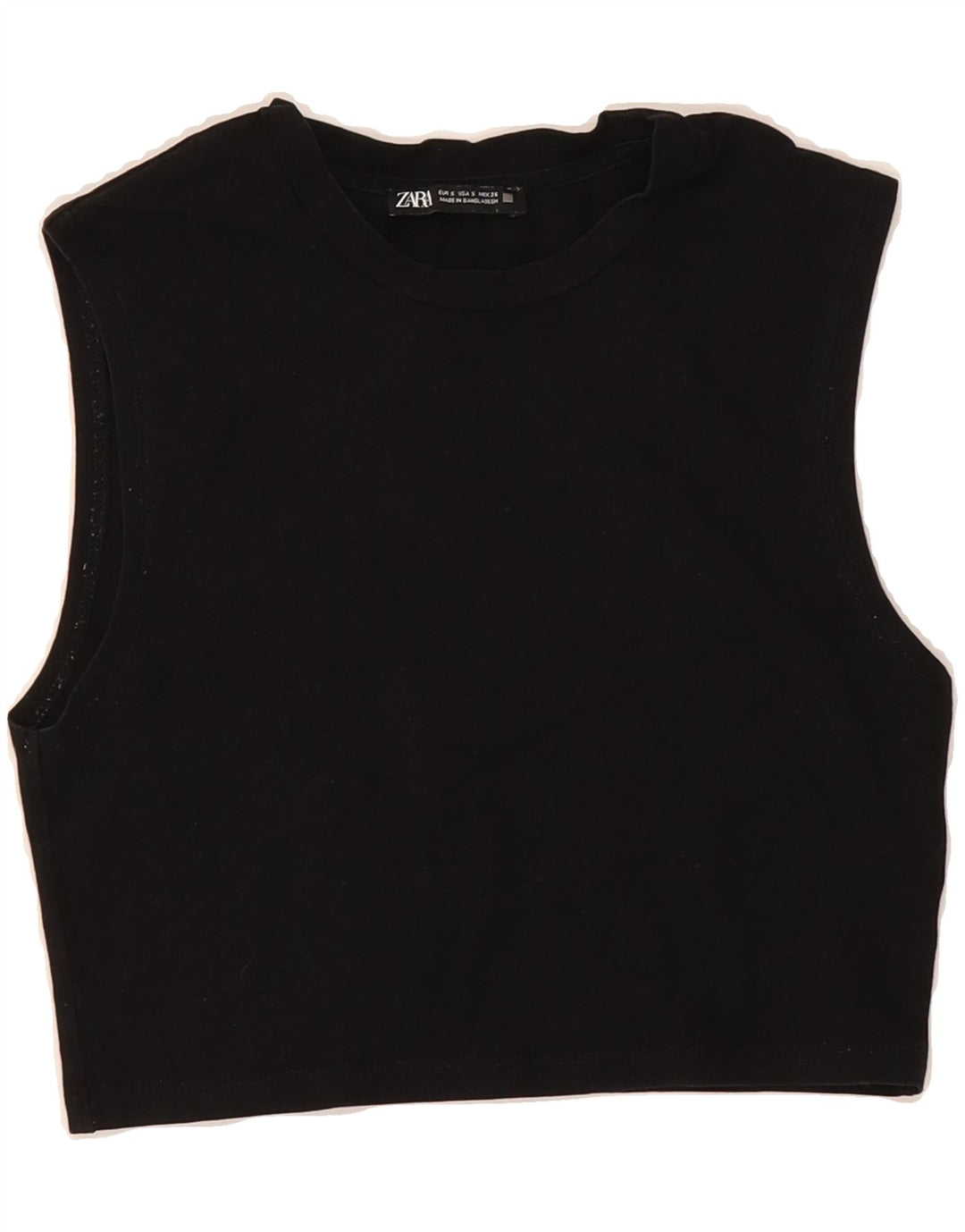 ZARA Womens Crop Vest Top UK 8 Small Black Cotton Vintage Zara and Second-Hand Zara from Messina Hembry 