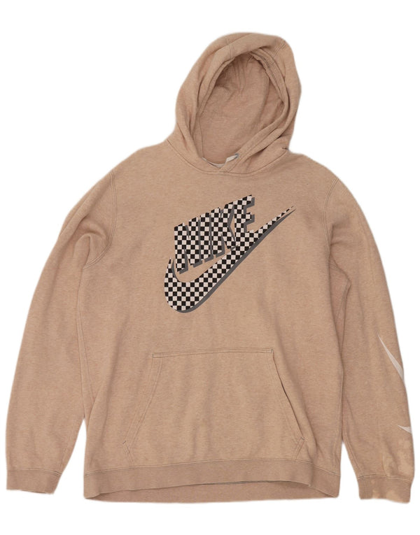Felpa con cappuccio grafica Nike da uomo XL in cotone chiazzato beige