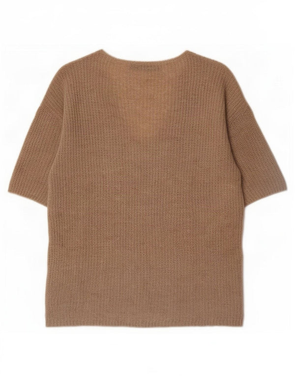 Maglione oversize con scollo a V da donna Zara UK 10 piccolo beige screziato