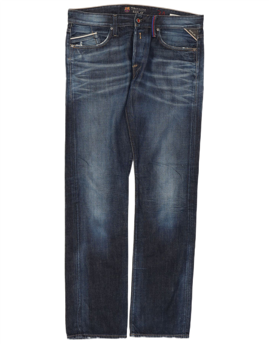 REPLAY Jeans dritti Waitom da uomo W34 L34 Blu Navy