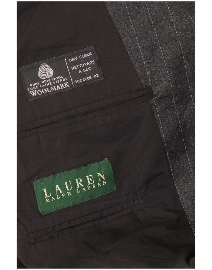 Giacca blazer da uomo a 2 bottoni Ralph Lauren UK 42 XL lana gessata grigia