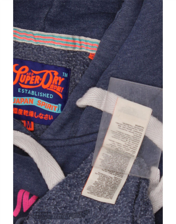 Maglione con cappuccio grafico da donna SUPERDRY UK 14 cotone blu navy medio