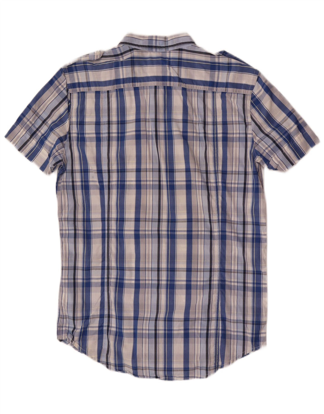 Camicia militare da uomo a maniche corte Diesel in cotone a quadri blu medio