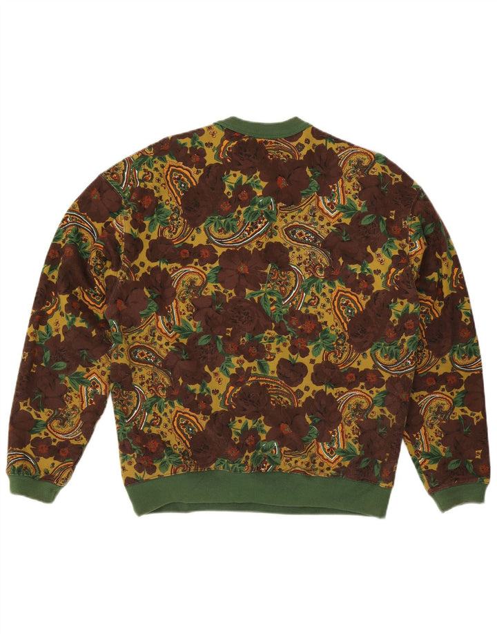 Felpa da donna vintage maglione UK 16 grande floreale multicolore
