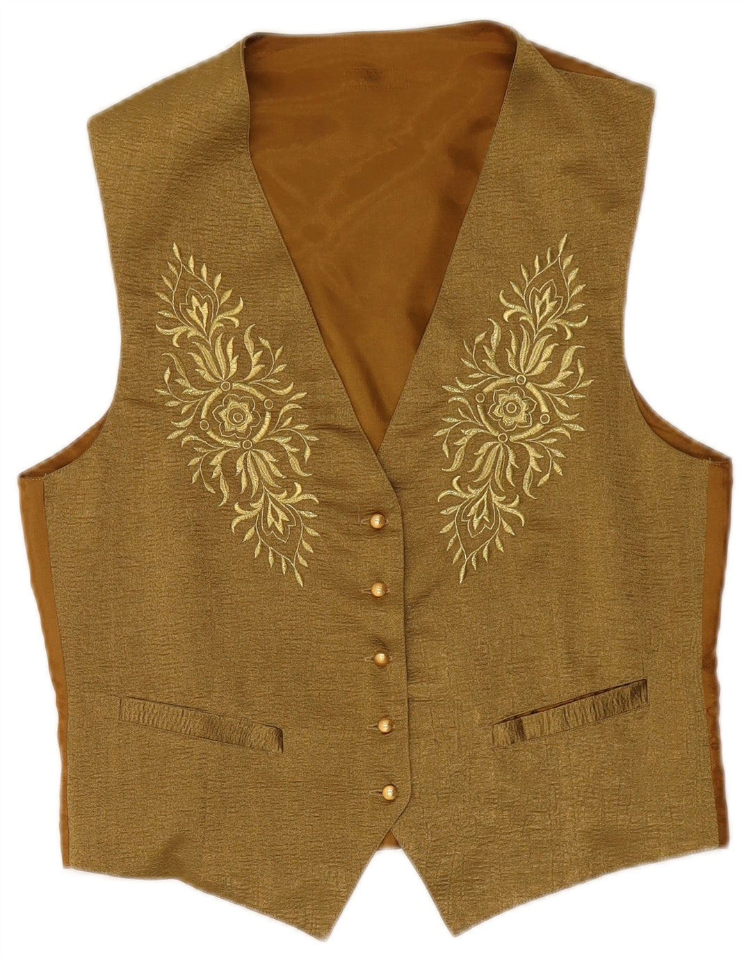 Gilet da donna VINTAGE UK 14 Poliestere floreale kaki medio