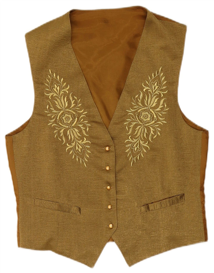Gilet da donna VINTAGE UK 14 Poliestere floreale kaki medio