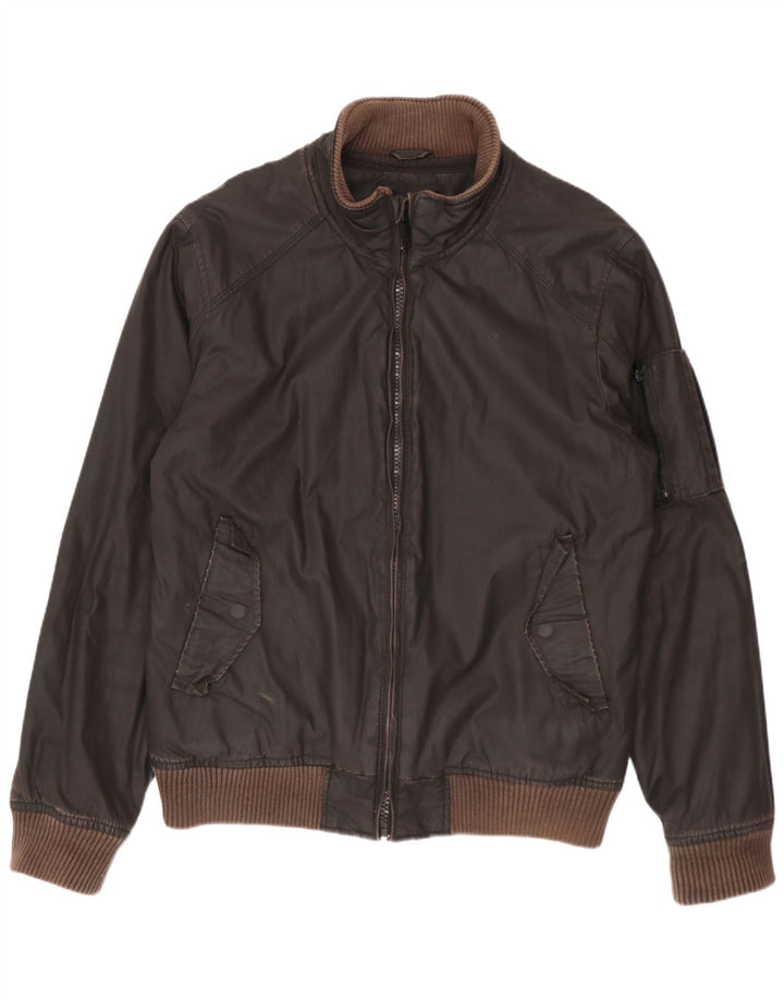 Giubbotto bomber da uomo Zara UK 40 grande cotone marrone