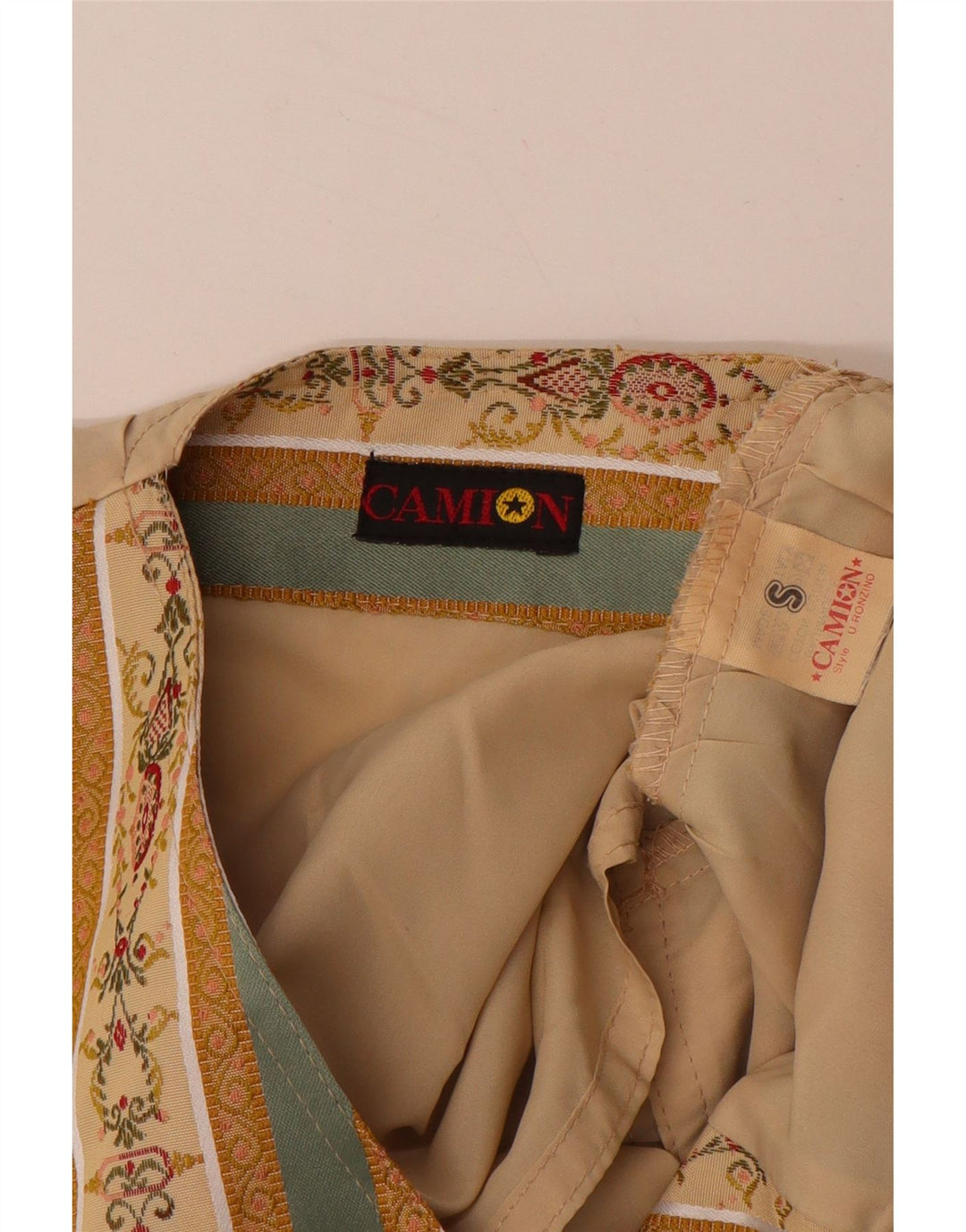 Gilet da donna VINTAGE UK 10 piccolo cotone Fair Isle beige