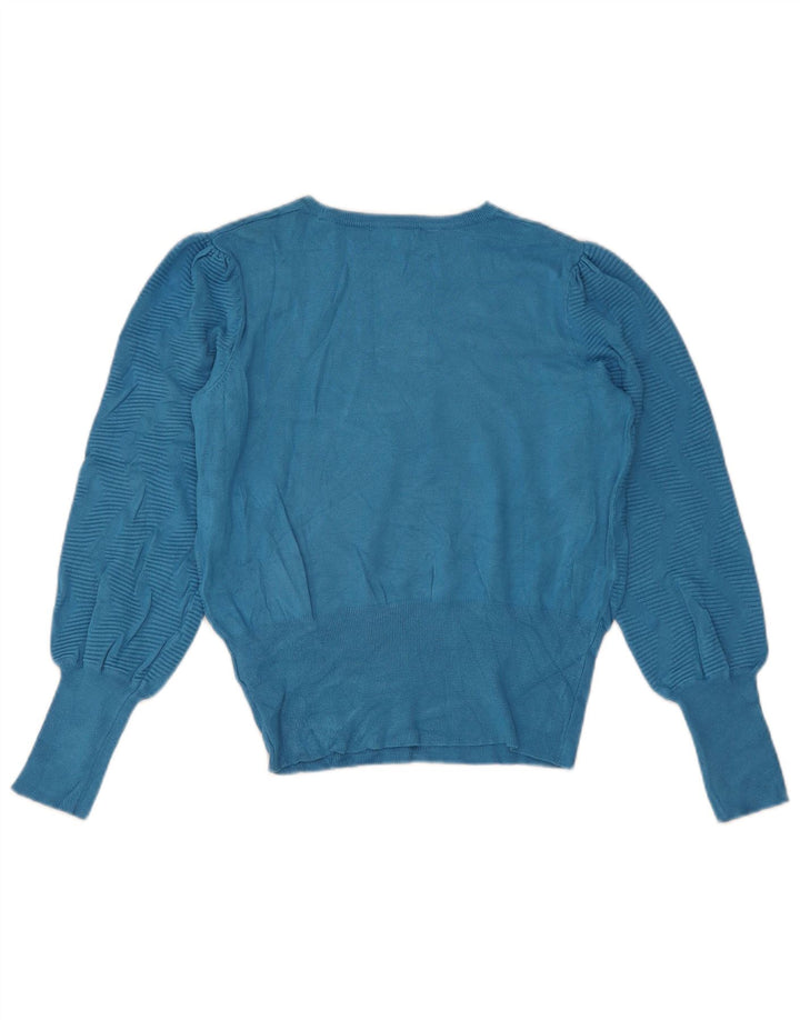 Maglione maglione girocollo da donna Marks & Spencer UK 14 Blu medio geometrico