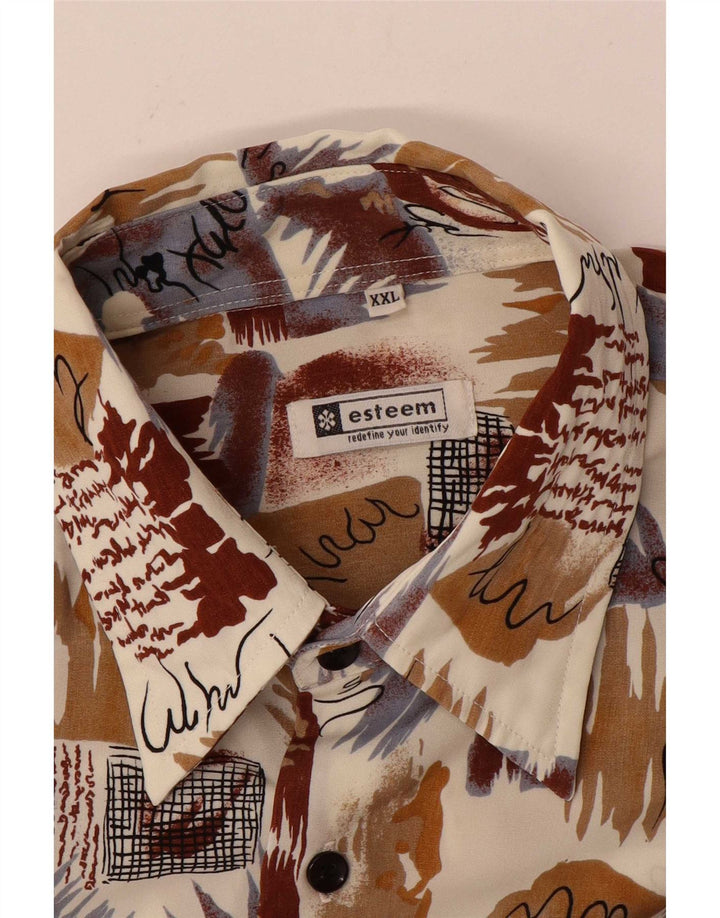 Camicia vintage da uomo con motivo astratto 2XL multicolore a blocchi di colore