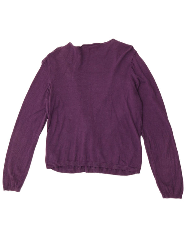 Maglione cardigan aperto da donna Marks & Spencer UK 14 Cotone viola medio