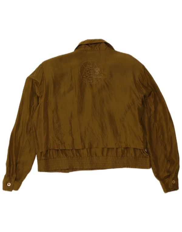 Vintage Womens Oversized Double Breasted Bomber Jacket UK 10 Small Khaki