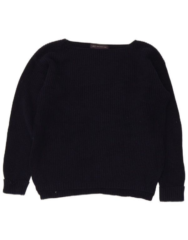 Maglione maglione con scollo a barca da donna Marks & Spencer UK 10 piccolo blu navy