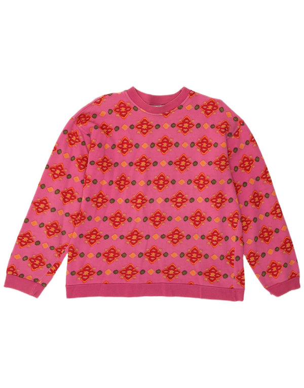 Felpa Bambina Stefanel Maglione 13-14 Anni 2XL Cotone Geometrico Rosa