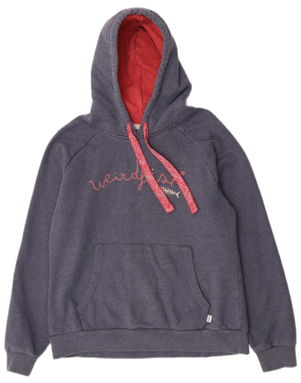 Maglione con cappuccio grafico da donna Weird Fish UK 16 grande cotone blu