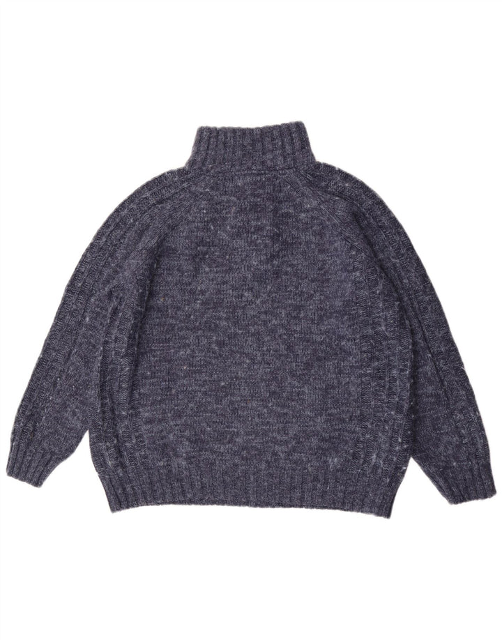 Maglione da uomo Marks & Spencer vestibilità regolare con zip e collo grande blu screziato