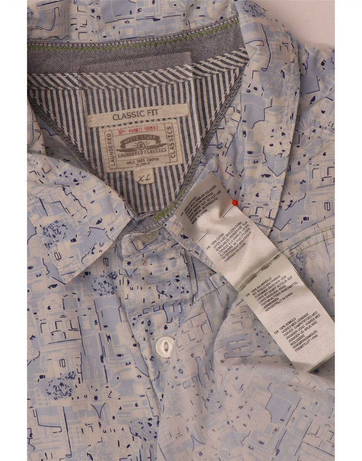 Camicia da uomo White Stuff modello astratto vestibilità classica XL in cotone blu