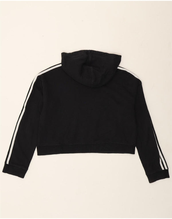 Felpa con cappuccio corta oversize da donna Adidas UK 12 cotone nero medio